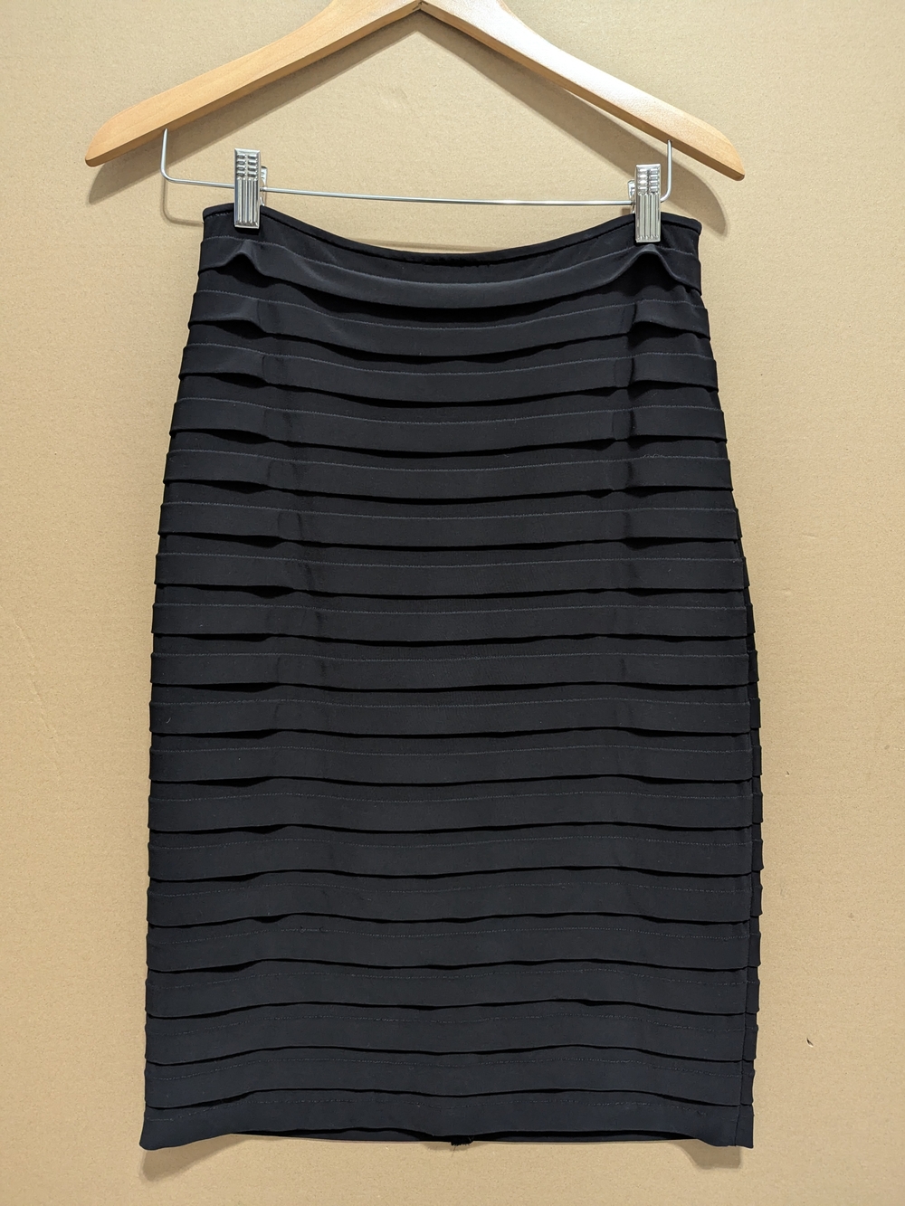 Adrianna Papell Evening Essentials Tiered Layered Pencil Skirt Black Size 6